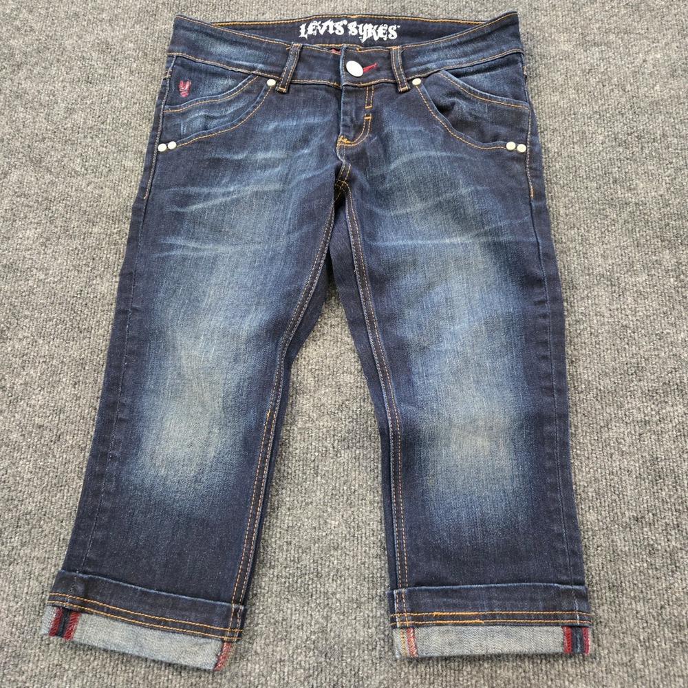 Rare VTG 2008 Levi's Sykes Cropped Capri Jeans Size 28x19 Y2K Skate Streetwear